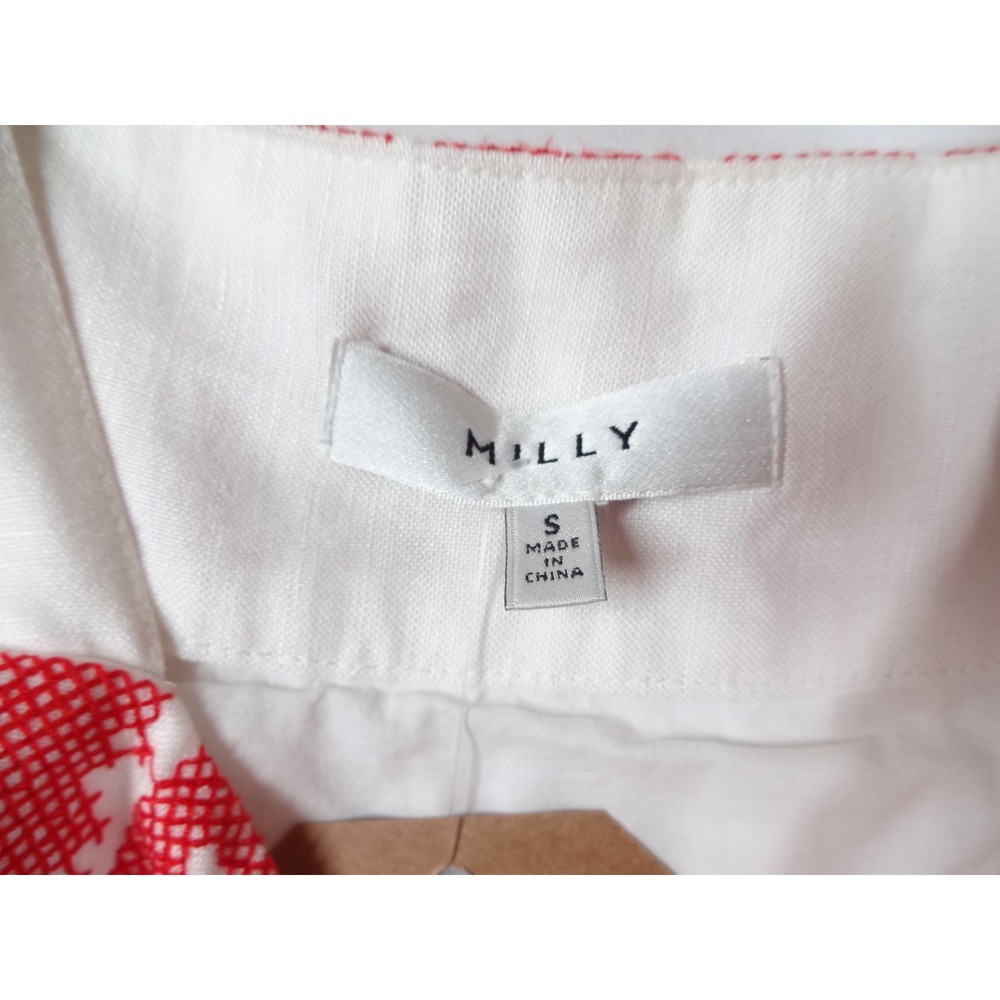 Milly Embroidered Linen Top Womens Small White Red Boho Folk Cami Festival - Picture 9 of 9